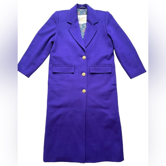 Vintage London Fog Purple knee-length Single Breast Coat Size 8-M 100% Wool - Picture 3 of 15